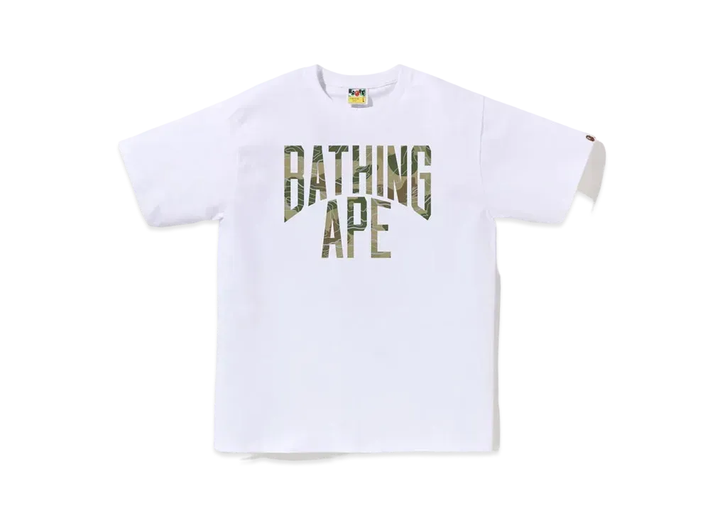 A BATHING APE Layered Line Camo NYC Logo Tee "White/Beige"