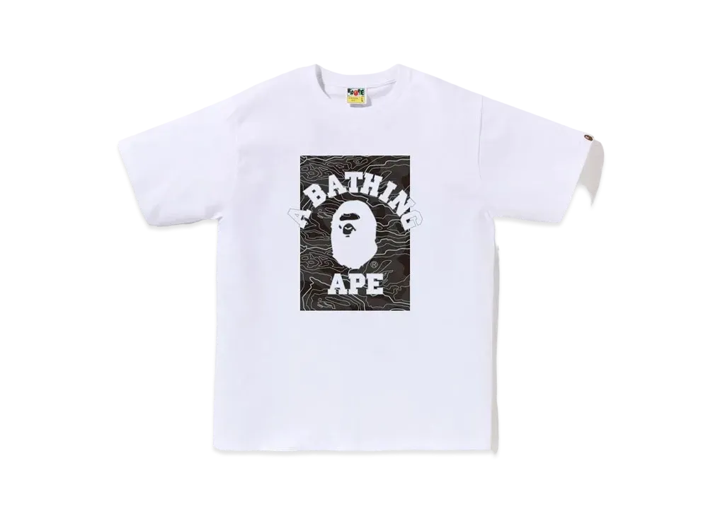 A BATHING APE Layered Line Camo ON College Tee "White/Black"