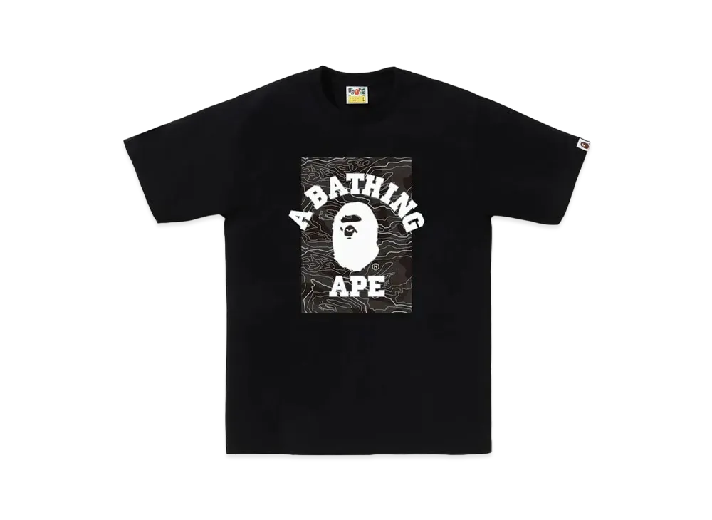 A BATHING APE Layered Line Camo ON College Tee "Black/Black"