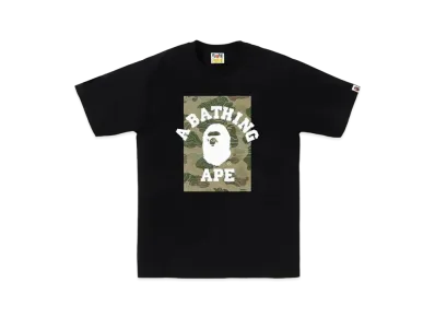 A BATHING APE Layered Line Camo ON College Tee "Black/Beige"
