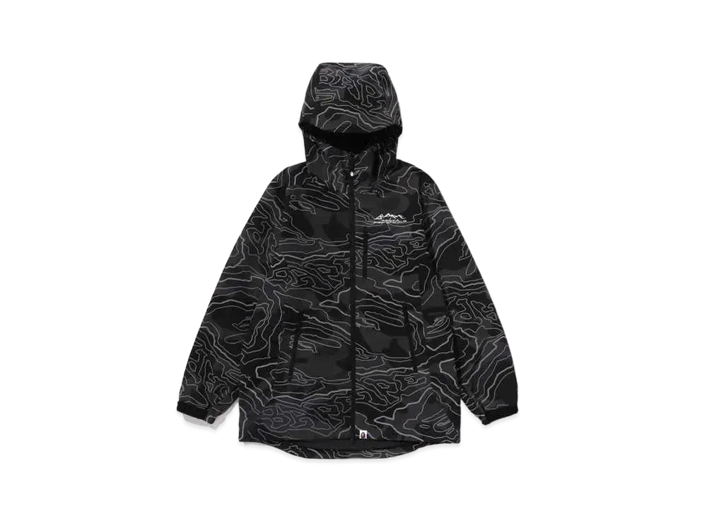 A BATHING APE Layered Line Camo Shell Jacket "Black"