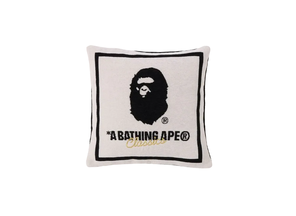 A BATHING APE Square Cushion "Ivory"