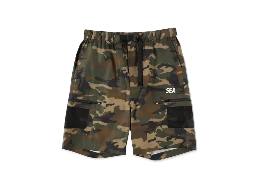 WIND AND SEA Water Repellent Nylon Cargo Shorts "Woodland"