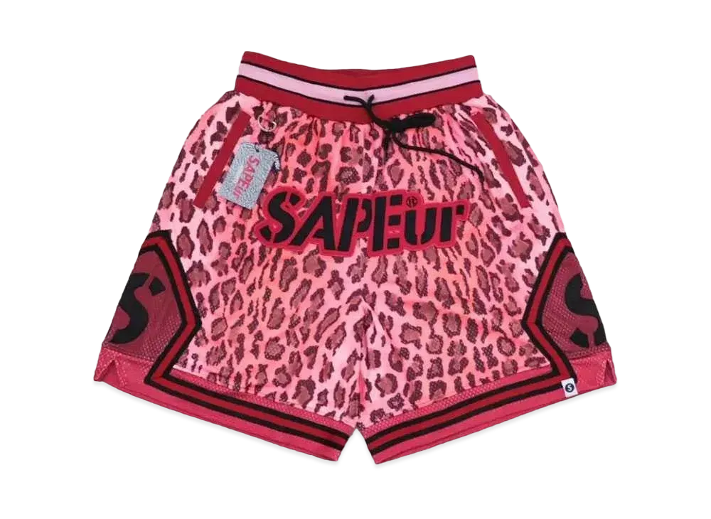SAPEur Basket Shorts "Leopard Red"