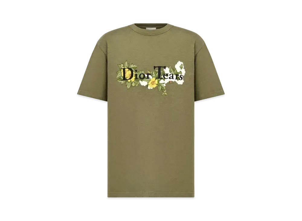 Dior Tears T-Shirt Relaxed-Fit Slub Cotton Jersey "Khaki"