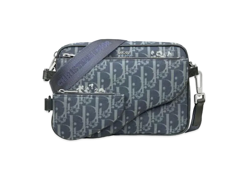 Dior Tears Saddle Triple Pouch Dior Oblique and Peace Sign Dior Tears Denim "Blue"