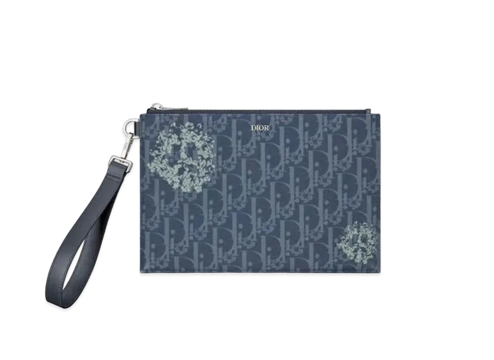 Dior Tears A5 Pouch Dior Oblique and Peace Sign Dior Tears Denim "Blue"