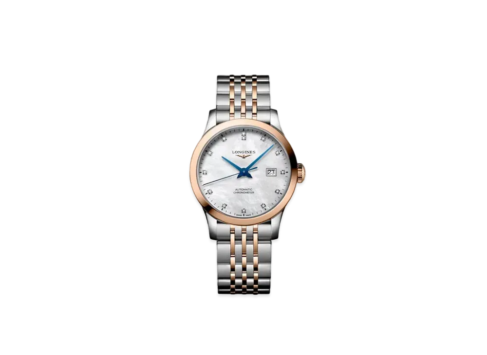 Longines Record Collection 30.00 mm "White Mother-of-Pearl/Stainless Steel/Rose Gold" L2.321.5.87.7