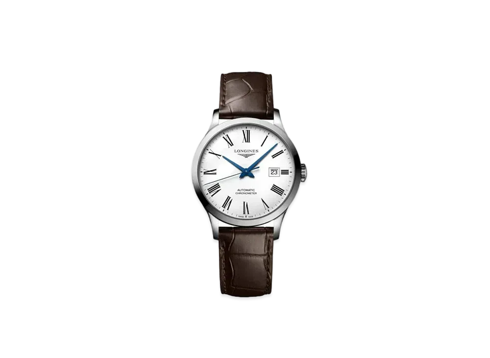 Longines Record Collection 30.00 mm "Matte White/Stainless Steel/Brown" L2.321.4.11.2