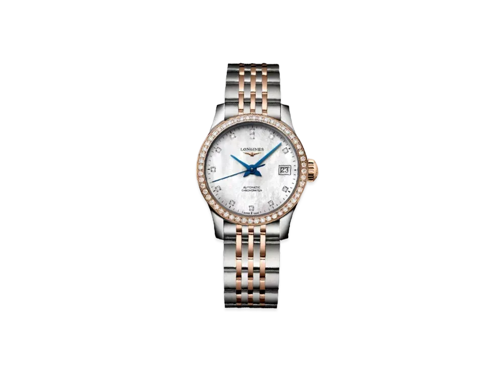 Longines Record Collection 26.00 mm "White Mother-of-Pearl/Stainless Steel/Pink Gold" L2.320.5.89.7