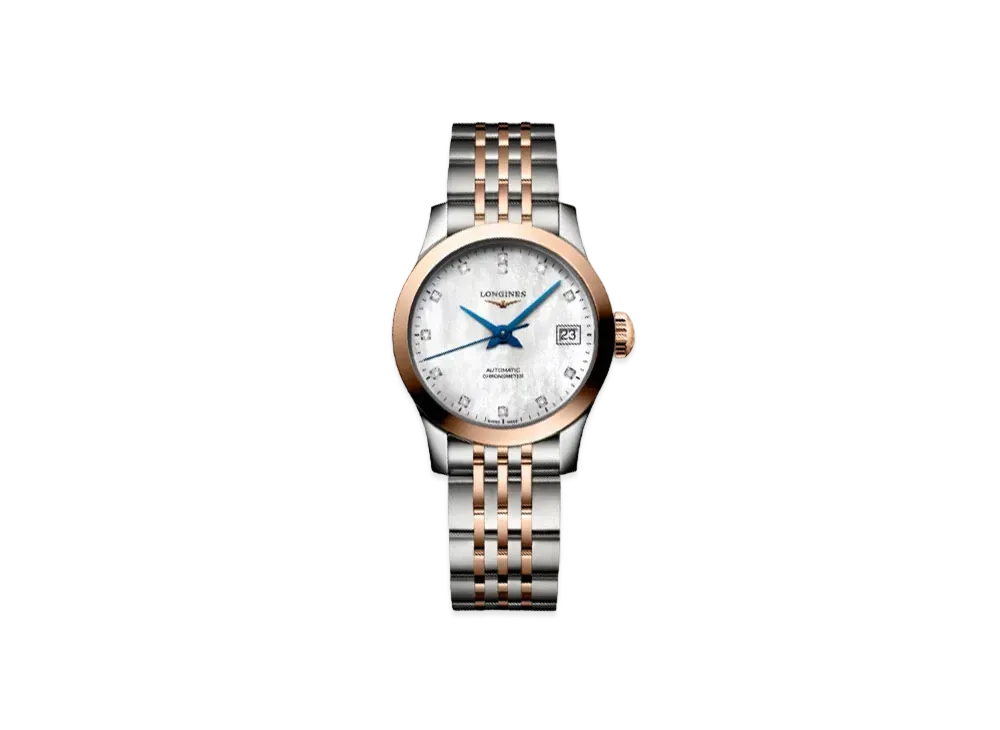 Longines Record Collection 26.00 mm "White Mother-of-Pearl/Stainless Steel/Rose Gold" L2.320.5.87.7