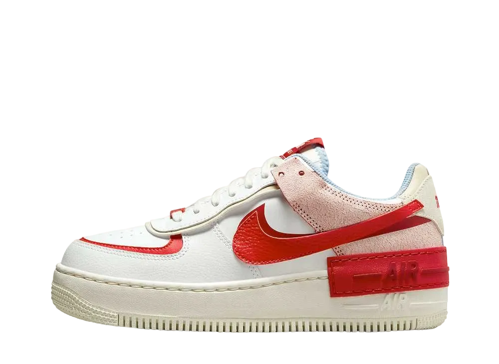 ナイキ ウィメンズ エアフォース1 ロー シャドウ クラックド レザー "ホワイト/"レッド/ピンク"