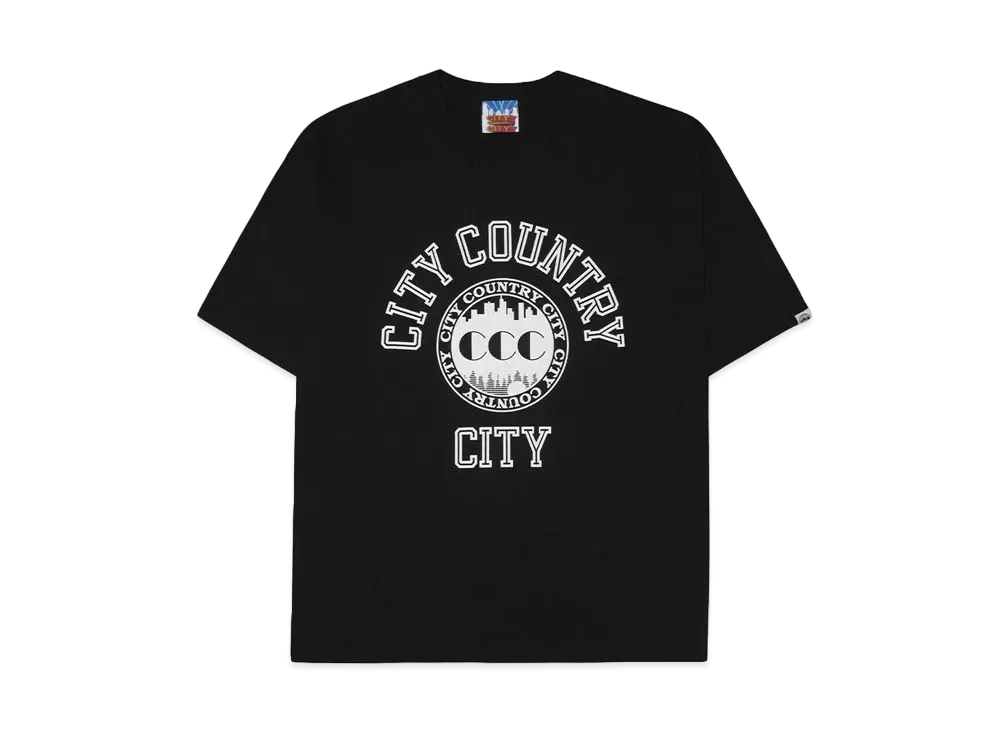 CITY COUNTRY CITY COTTON T-SHIRT COLLEGE LOGO "BLACK"