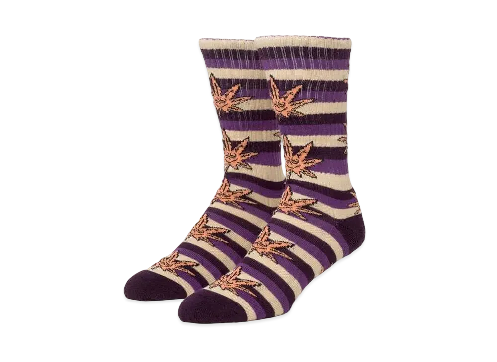 HUF Green Buddy Stripe Socks "Eggplant"