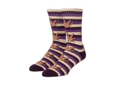 HUF Green Buddy Stripe Socks "Eggplant"