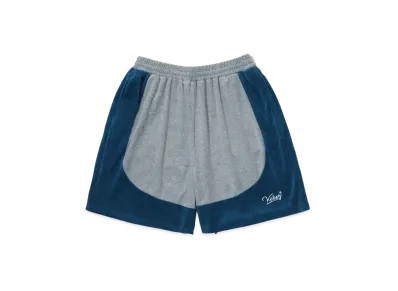 KEBOZ Velour Track Shorts "Gray/Royal Navy"