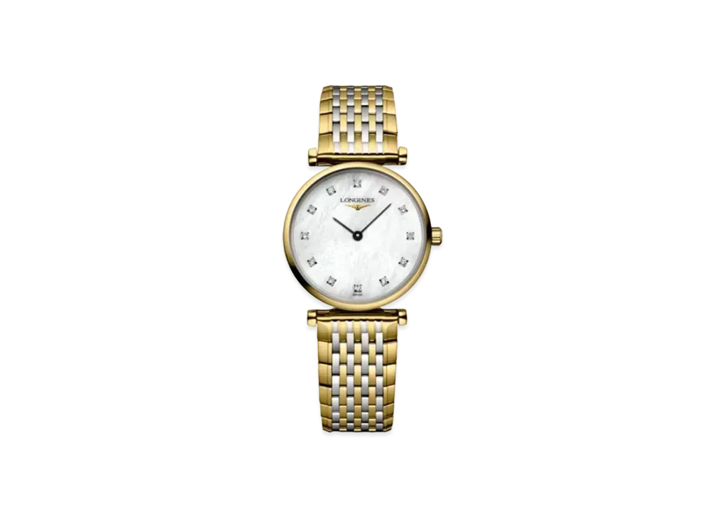 Longines La Grande Classique de Longines 24.00mm "White Mother-of-Pearl/Yellow/Stainless Steel" L4.209.2.87.7