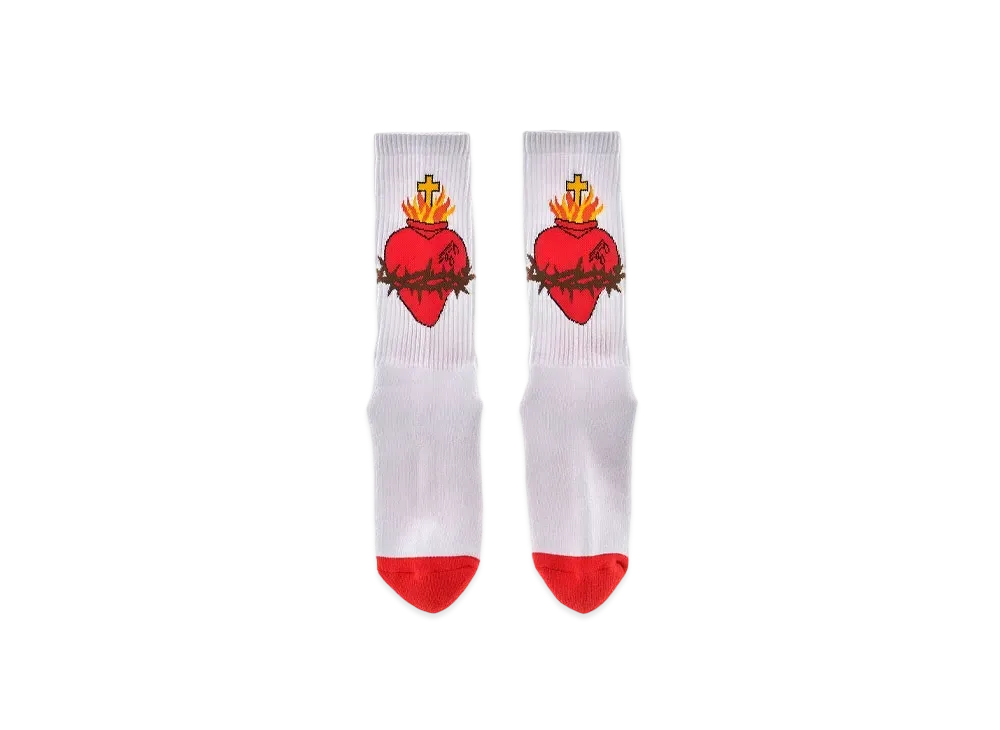 SAINT Mxxxxxx Socks/Heart "White"