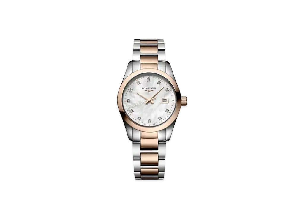 Longines Conquest Classic 29.50mm "White Mother-of-Pearl/Red/Stainless Steel" L2.286.3.87.7