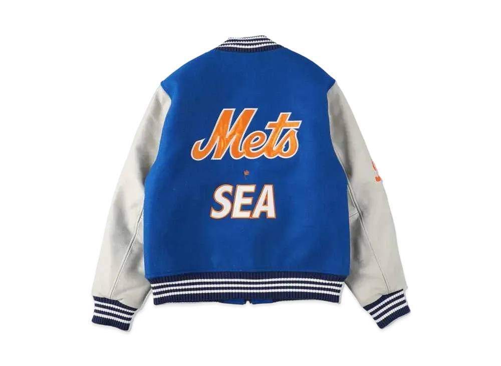 wind and sea metsロゴ クルーネック トレーナー 青 WIND AND
