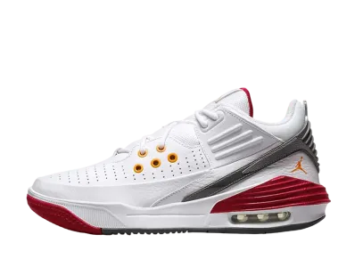 Nike Jordan Max Aura 5 "White/Cardinal Red/Light Graphite/Vivid Orange"