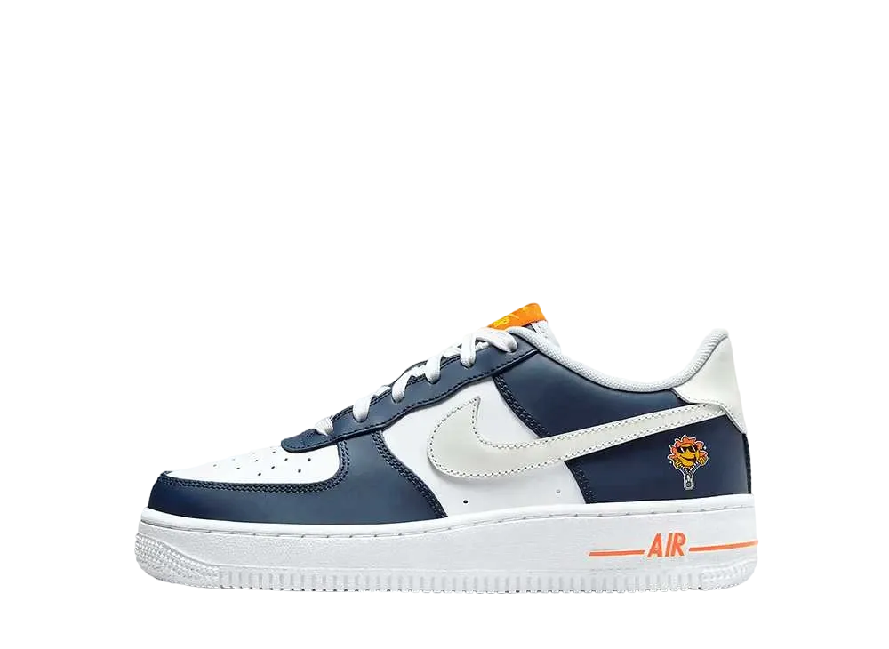 ナイキ GS エアフォース1 LV8 "ミッドナイトネイビー/ブルーティント/セーフティオレンジ/ホワイト"