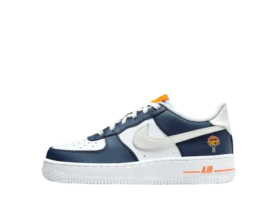 Nike GS Air Force 1 LV8 "Midnight Navy/Blue Tint/Safety Orange/White"