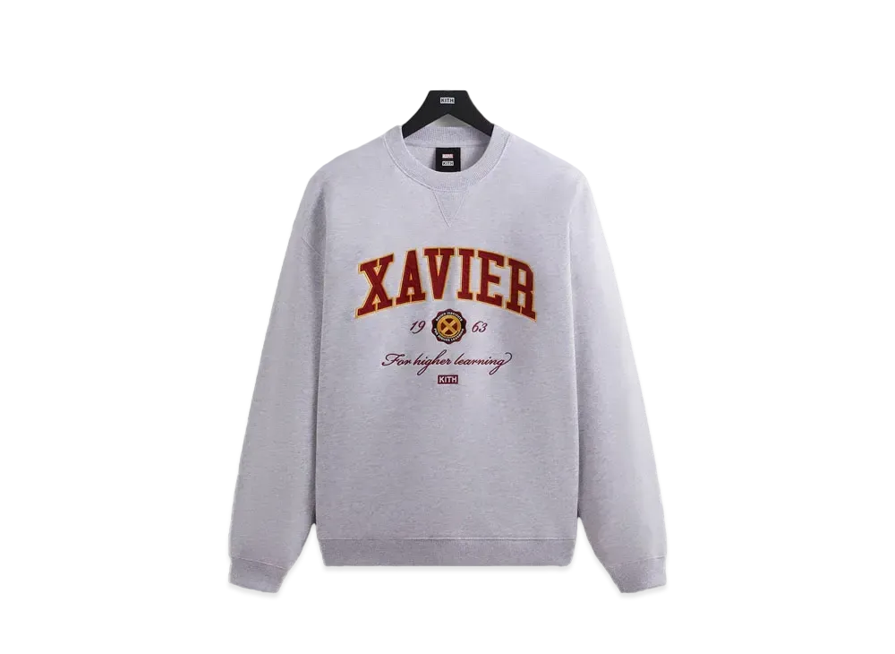 Kith x Marvel X-Men Xavier Institute Varsity Crewneck "Light Heather Grey"
