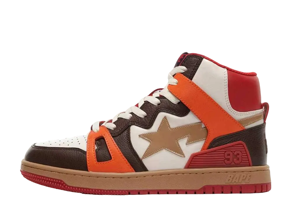 A BATHING APE®︎ BAPE STA 93 Hi "Light Sand/Red Orange"