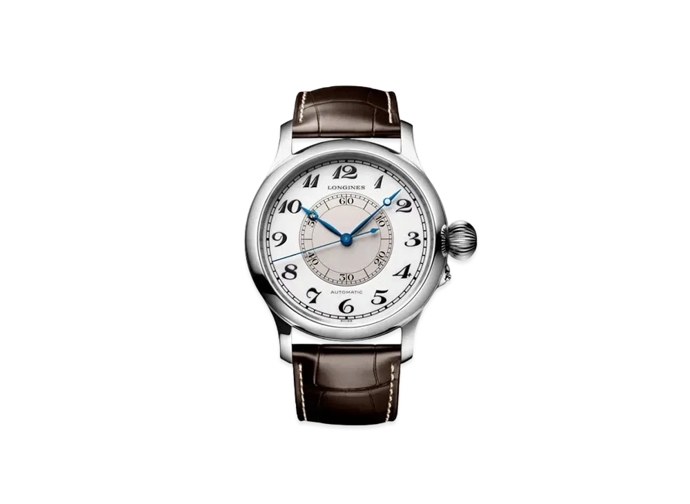 Longines Heritage Avigation Weems Second-Setting Watch 47.50 mm "White Lacquer Polish/Stainless Steel/Brown" L2.713.4.13.0