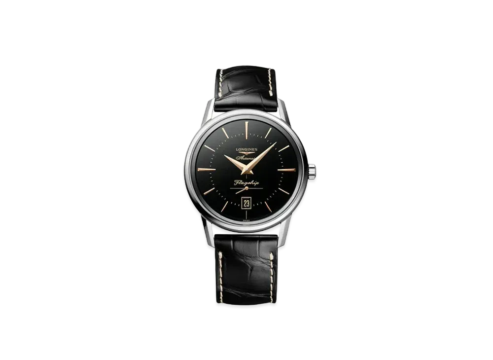 Longines Heritage Classic Flagship Heritage 38.50mm "Black/Stainless Steel/Black" L4.795.4.58.0