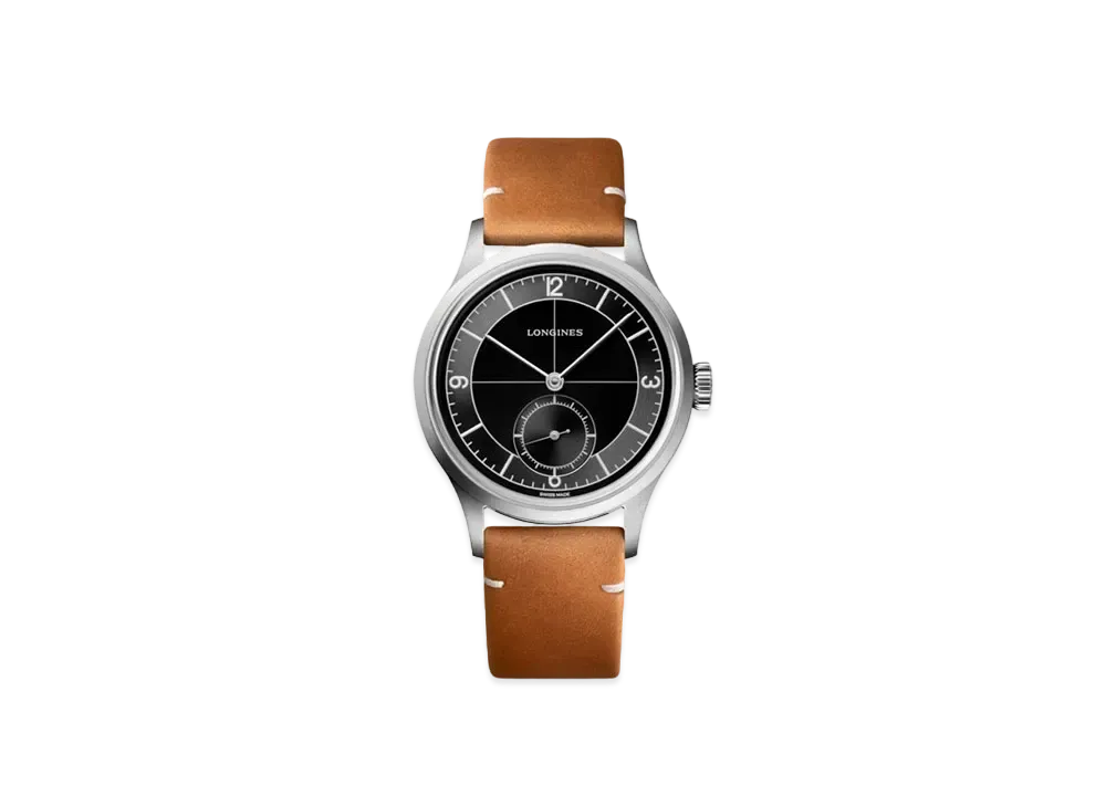 Longines Heritage Classic Sector Dial 38.50mm "Black/Stainless Steel/Brown" L2.828.4.53.2