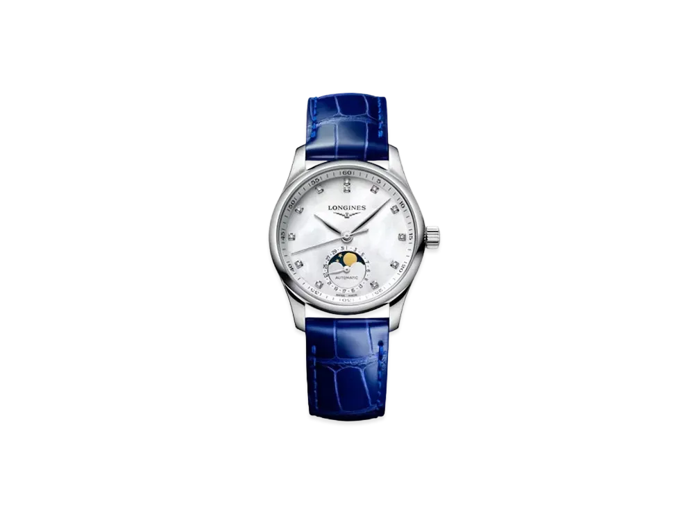 Longines Master Collection 34.00mm "White Mother-of-Pearl/Stainless Steel/Blue" L2.409.4.87.0