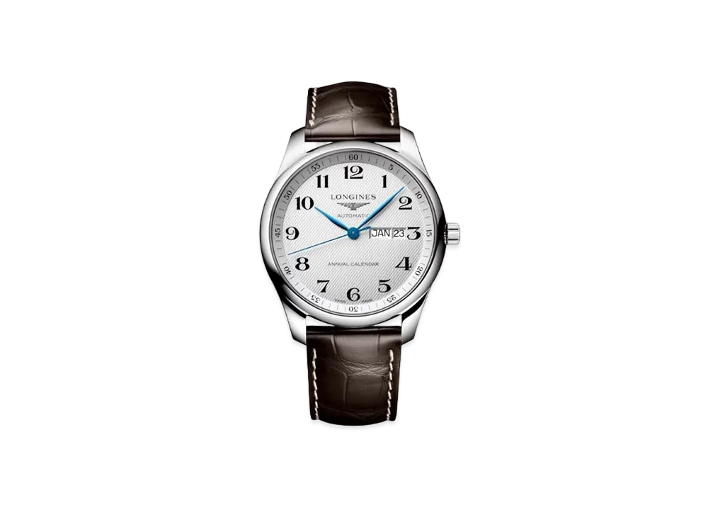Longines Master Collection 42.00mm "Silver Barleycorn/Stainless Steel/Brown" L2.920.4.78.3