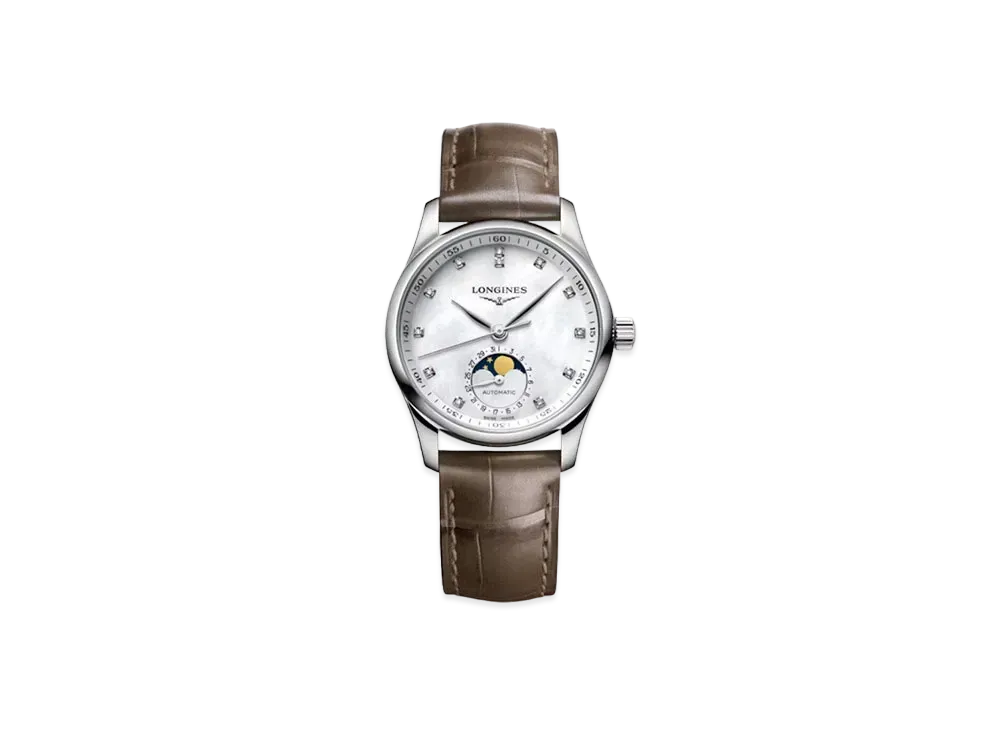 Longines Master Collection 34.00mm "White Mother-of-Pearl/Stainless Steel/Beige" L2.409.4.87.4