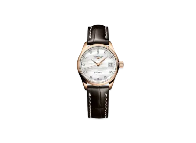 Longines Master Collection 25.50mm "White Mother-of-Pearl/Pink Gold /Brown" L2.128.8.87.3
