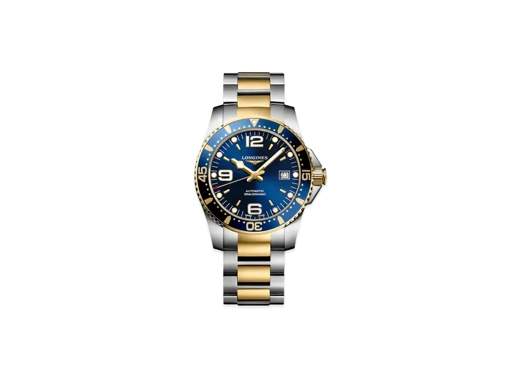 Longines Hydro Conquest 41.00mm "Blue Sun Ray/Stainless Steel/Yellow" L3.742.3.96.7