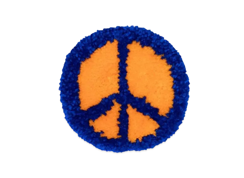 RISA Tufting Rug Peace Mark "ORANGExBLUE"