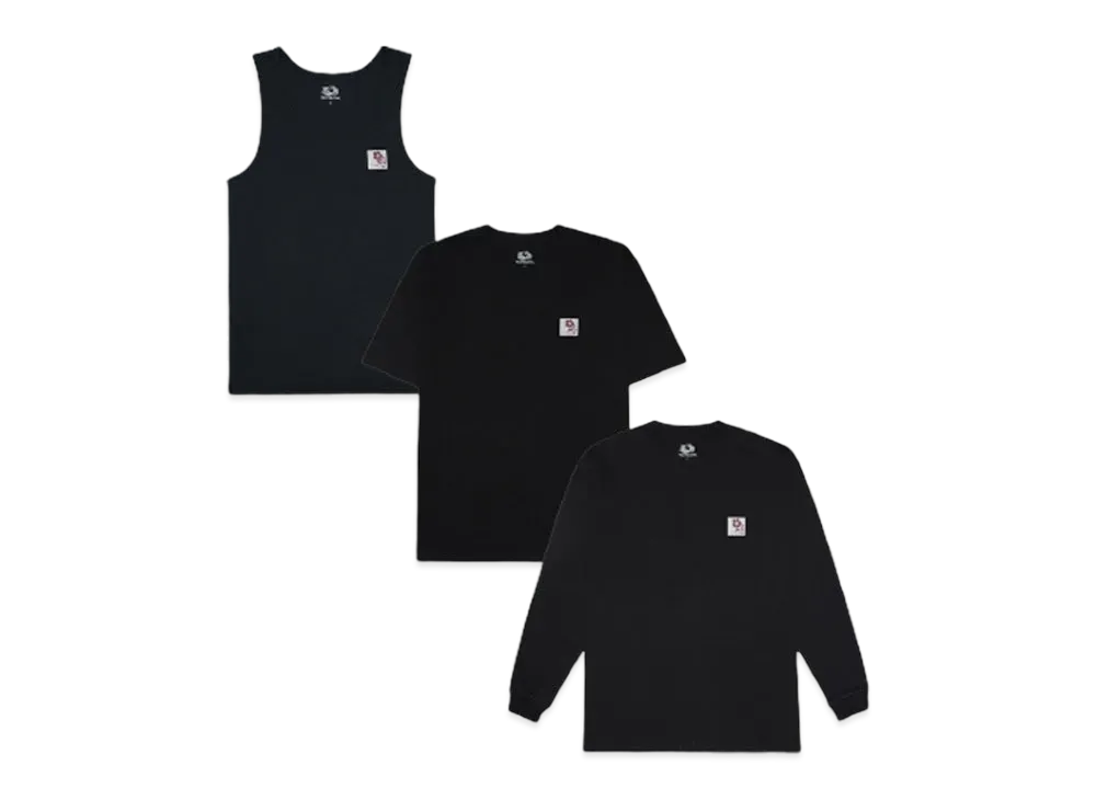 SYUMAN. Flower tag 3pack (Tank,Tee,Long Sleeves) "Blk"