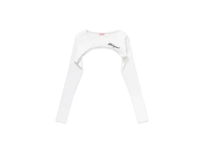 Black Eye Patch Script Logo Bolero Top "White"