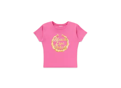 Black Eye Patch Bamboo Hoop Baby Tee "Pink"
