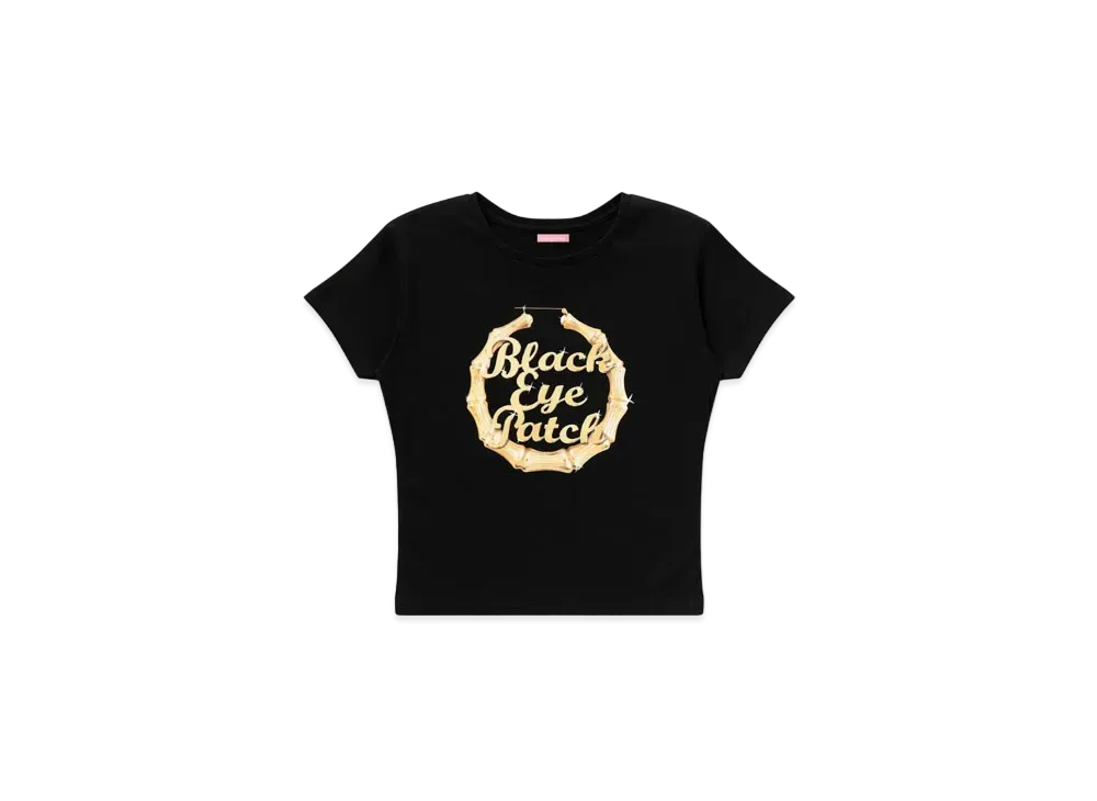Black Eye Patch Bamboo Hoop Baby Tee "Black"