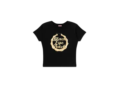 Black Eye Patch Bamboo Hoop Baby Tee "Black"