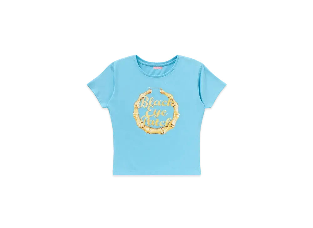 Black Eye Patch Bamboo Hoop Baby Tee "Light Blue"