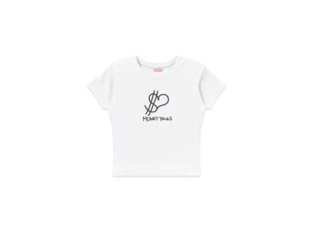 Black Eye Patch Money Talks Baby Tee "White"