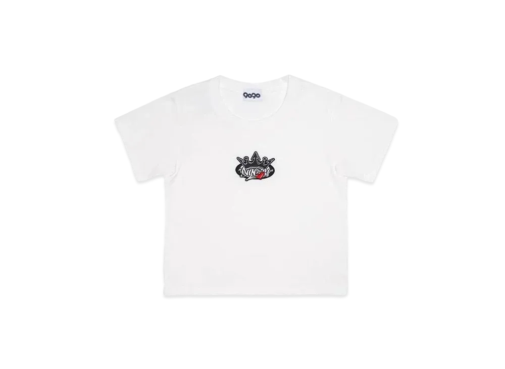 9090 King Logo Cropped Herat Tee "White"