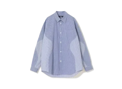 UNDERCOVER Check x Stripe Switching Cotton Shirt "Blue CK"