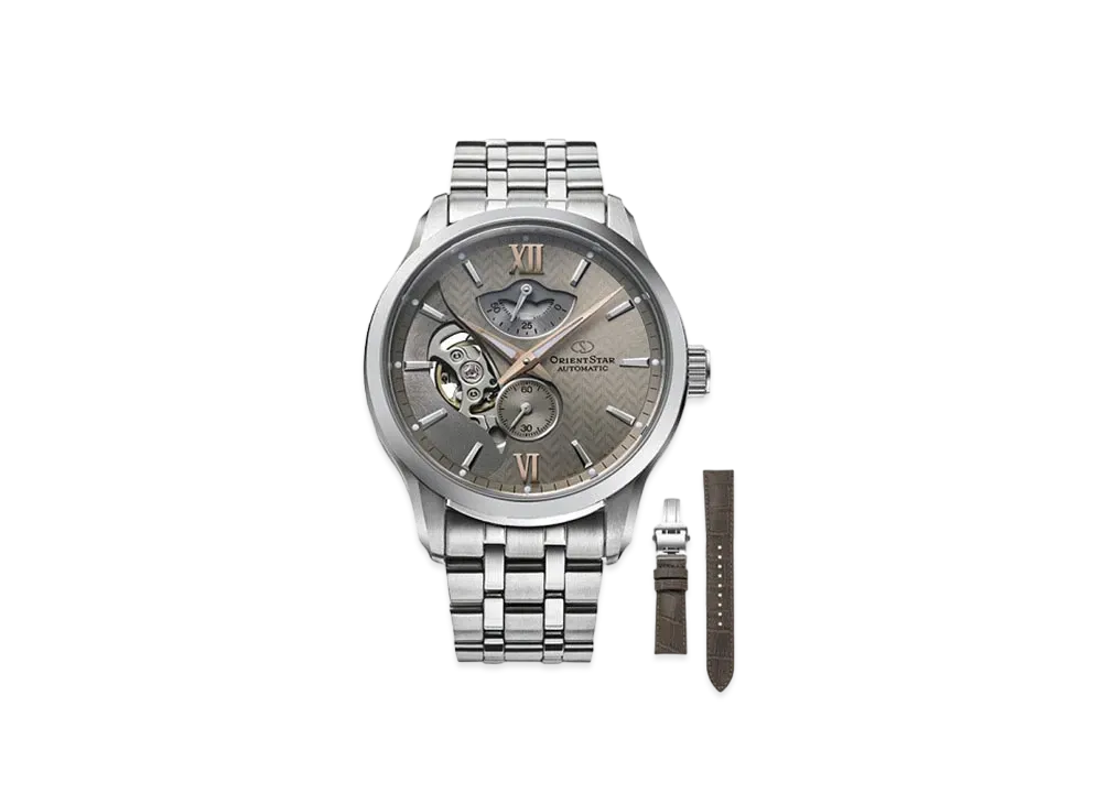 ORIENT STAR Contemporary Collection Layered Skeleton with Leather Replacement Band with ORIENT STAR Limited RK-AV0B06N