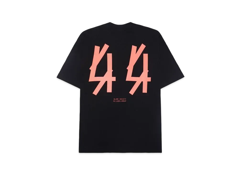 44 LABEL GROUP MASTER TEE JERSEY 16/1 BLACK + 44 SOLID NEON PRINT "BLACK"