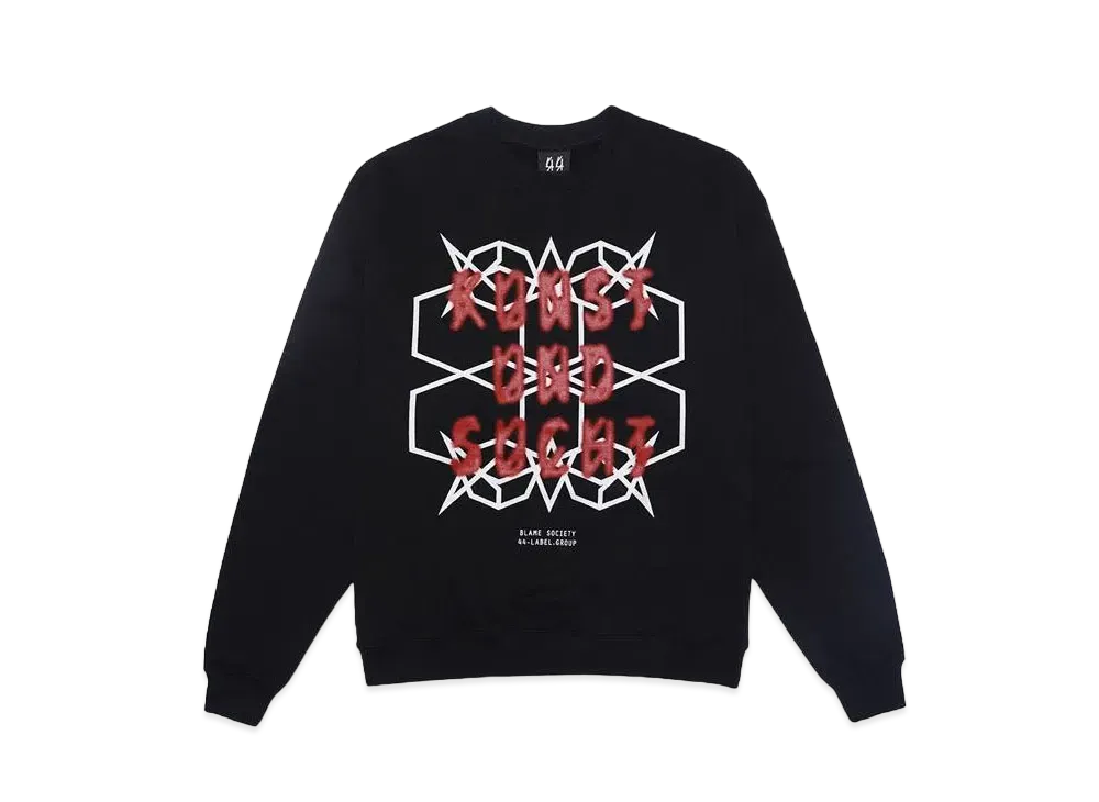 44 LABEL GROUP SUCHT BASIC CREWNECK FELPA STIFF BLACK + KUNST SUCHT "BLACK"